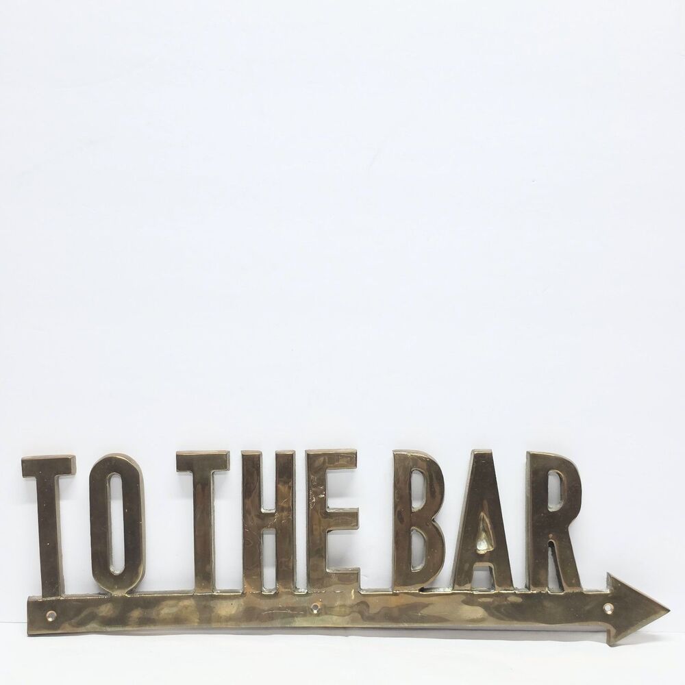 Vintage Authentic PENCO 18" To The Bar Arrow Wall Plaque Brass Sign MCM